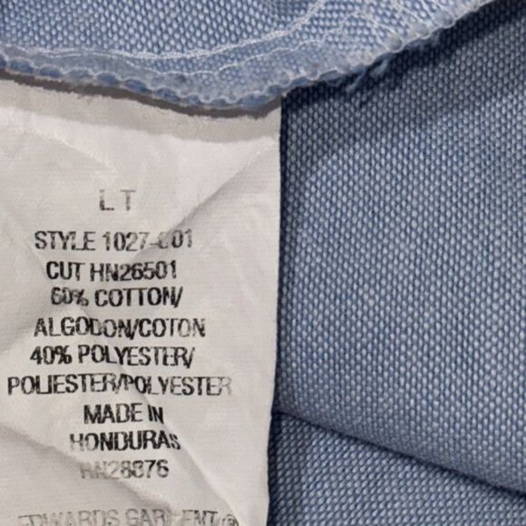 Edwards Light Blue Short Sleeve Button-Down Shirt LT Cotton/Polyester Mens Workw - Picture 4 of 8